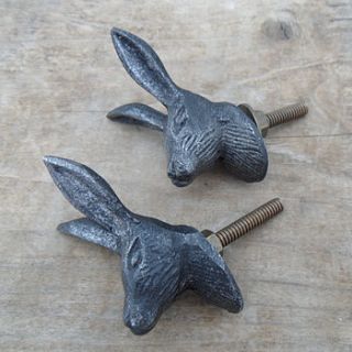 set of two hare cupboard knobs by hunter gatherer