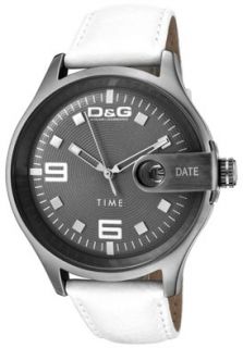 Dolce & Gabbana DW0316  Watches,Mens Electrical Dark Grey Guilloche Dial White Leather, Casual Dolce & Gabbana Quartz Watches