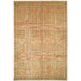Safavieh Contemporary Hand knotted Tibetan Gold Wool/ Silk Rug (8' x 10') Safavieh 7x9   10x14 Rugs