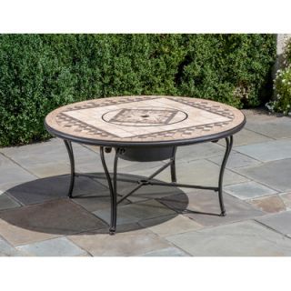 Alfresco Home Basilica Mosaic Fire Pit and Beverage Cooler Table