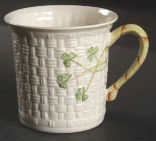 Belleek Pottery (Ireland) Shamrock Mug, Fine China Dinnerware   Basketweave,Sham