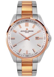 JACQUES LEMANS GU199G  Watches,Mens Geneva Rose Goldplated and Stainless Steel, Casual JACQUES LEMANS Quartz Watches