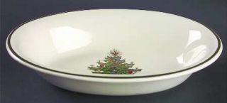 Cuthbertson Christmas Tree (Wide Green Band) 9 Oval Vegetable Bowl, Fine China