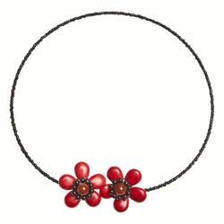 Stylish Floral Attraction Red Coral Stone Choker (Thailand) Necklaces