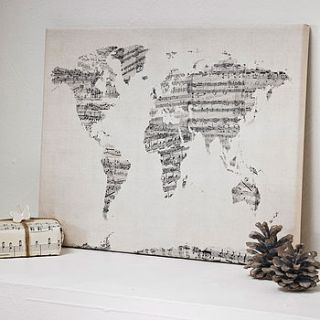 sheet music world map art print by artpause
