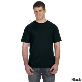 Anvil Mens Ringspun Solid Color Short Sleeve Cotton T shirt Black Size XXL