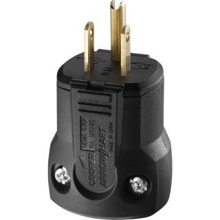 Cooper Wiring Devices 15 Amp 125 Volt Black 3 Wire Grounding Plug