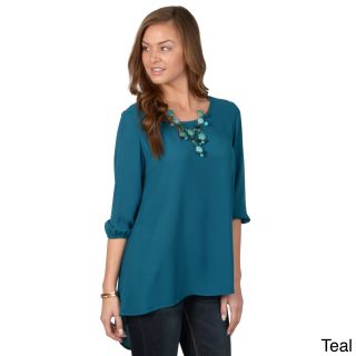 Journee Collection Journee Collection Womens Scoop Neck Chiffon Top Blue Size S (4  6)