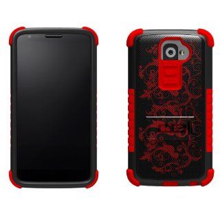 Beyond Cell Tri Shield� Durable Hybrid Hard Shell & TPU Gel Case for Lg G2 2013 (At&t, Verizon)   Design Classic Flower   Retail Packaging   Black/red Cell Phones & Accessories