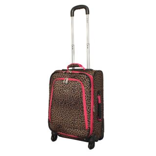 Rockland Deluxe Pink Leopard 20 inch Expandable Carry on Spinner Upright Suitcase