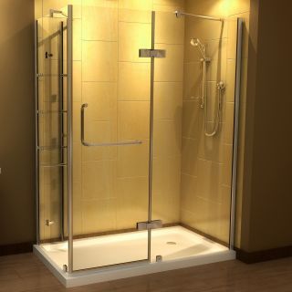 Aston 60 X 32 inch Clear Glass Frameless Shower Enclosure With Acrylic Base