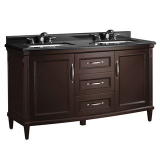 Ove Decors Ove Decors Rose 60 inch Double bowl Black Granite Top Vanity Black Size Double Vanities