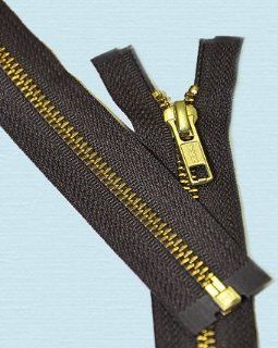 28" Medium Weight Jacket Zipper YKK #5 Brass ~ Separating ~ 570 Brown (1 Zipper/pack)