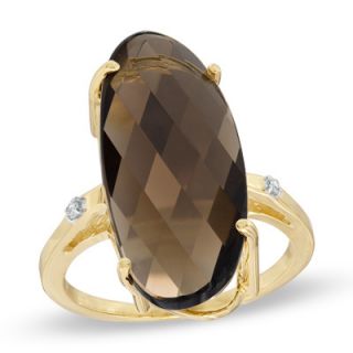Elongated Smoky Quartz and Diamond Accent Ring in 10K Gold   Zales