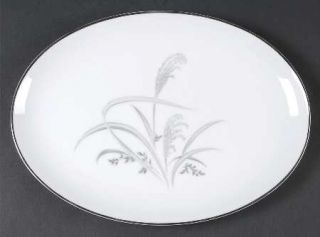 Wentworth Silver Wheat 12 Oval Serving Platter, Fine China Dinnerware   Gray Wh
