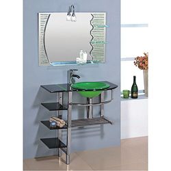 Kokols Clear Vessel Sink Pedestal 3 shelf Bathroom Vanity