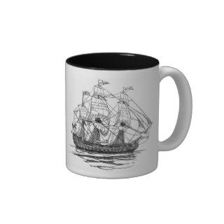 Vintage Pirates, Sketch of a 74 Gun Ship Mug
