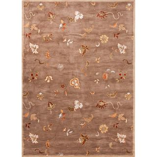 Hand tufted Transitional Floral pattern Brown Area Rug (5 X 8)