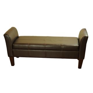 Leather Storage Bench With Arms