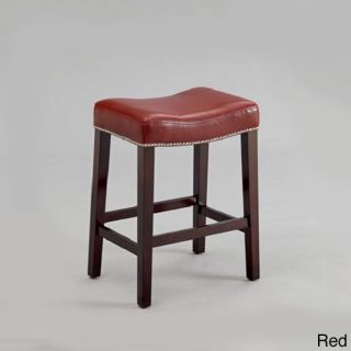 Black Or Red Leather Nailhead Saddle Counter Height Bar Stool (set Of 2)