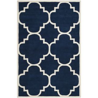 Safavieh Handmade Moroccan Chatham Geometric pattern Dark Blue Wool Rug (6 X 9)