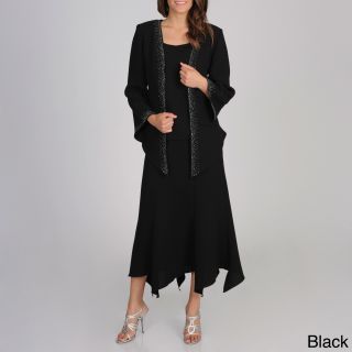 Giovanna Signature Giovanna Signature Womens Washable Rhinestone Detail 3 piece Jacket Dress Black Size M (8  10)