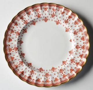 Spode Fleur De Lys Red (Bone,Gold Trim) #Y7481 Dessert/Pie Plate, Fine China Din