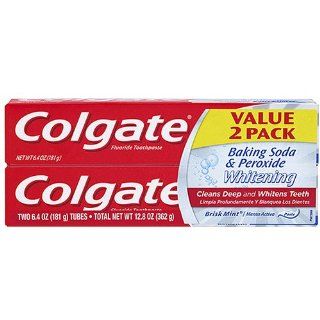 Colgate Value 2 Pack Baking Soda & Peroxide Whitening Fresh Mint Two 6.4 oz Tubes Health & Personal Care