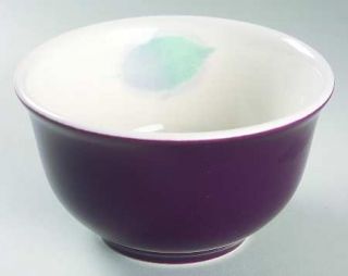 Portmeirion Dusk Rice Bowl, Fine China Dinnerware   Purple,Blue,Green Leaves, No