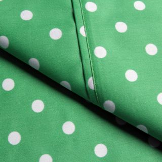 Home City Inc. Wrinkle Resistant Polka Dot Sheet Set Green Size Full