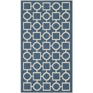 Safavieh Geometric Indoor/outdoor Courtyard Navy/beige Rug (27 X 5)