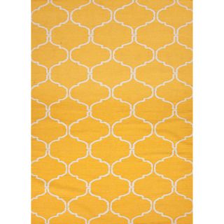 Handmade Flat Weave Geometric Pattern Yellow Wool Rug (2 X 3)