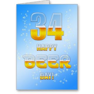 Happy Beer day 34th birthday card