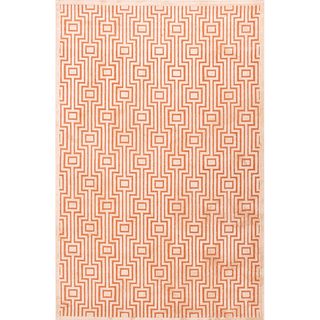 Contemporary Geometric Orange/ White Rug (76 X 96)