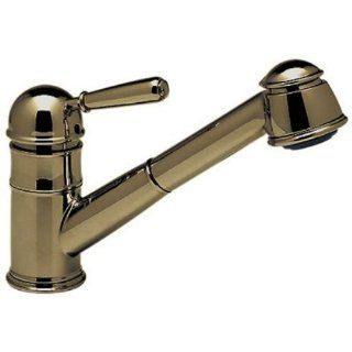 Rohl R77V3TCB Single Metal Lever Country Kitchen Faucet with Double Check Valve and Pullout Hose, Tuscan Brass   Touch On Kitchen Sink Faucets  