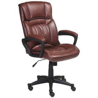 Serta Cognac Brown Puresoft Faux Leather Executive Office Chair