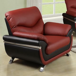 Alica Modern Black/ Red Faux Leather Chair