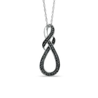 CT. T.W. Enhanced Black Diamond Knotted Swirl Pendant in Sterling