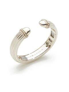 Silver & White Enamel Ridged Cuff Bracelet by SLANE