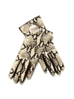Python Printed Leather Gloves by Portolano