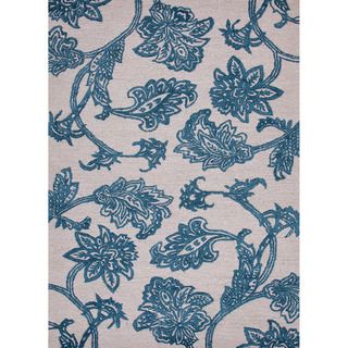 Contemporary Hand tufted Transitional Floral pattern Blue Rug (5 X 8)