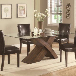103051 Nessa Large Scaled X Base Dining Table with Glass Top by Coaster Furniture & Decor