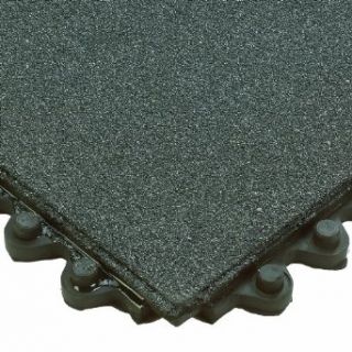 Wearwell Rubber 574 24/Seven GritWorks Cutting Fluid Resistant Anti Fatigue Solid Mat, for Wet Areas, 3' Width x 3' Length x 5/8" Thickness, Black Floor Matting