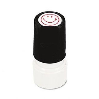 Round Message Stamp, SMILEY FACE, Pre Inked/Re Inkable, Red  Postage Stamp Dispensers 