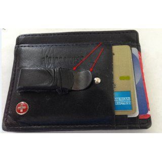 Alpine Swiss Fine Lambskin Leather Hand Crafted Men's Money Clip mini Wallet ID Credit Card Holder Front Pocket Wallet with Spring Clip   Black Comes in a Gift Bag at  Mens Clothing store