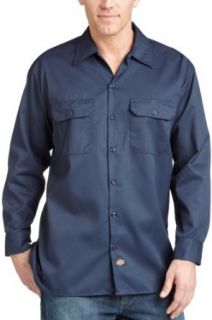 Dickies Men's Long Sleeve Work Shirt, Navy, Extra Large Button Down Shirts Clothing