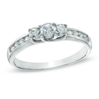 CT. T.W. Diamond Three Stone Engagement Ring in 10K White Gold