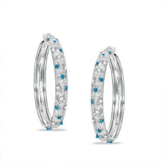 Enhanced Blue Diamond Fascination™ Hoop Earrings in Sterling Silver