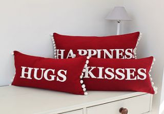 hugs and kisses cushion by jane hornsby