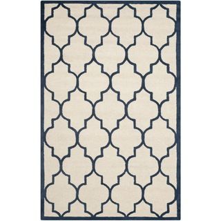 Safavieh Handmade Moroccan Cambridge Ivory/ Navy Wool Rug (6 X 9)